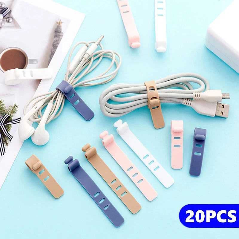 USB Cable Organizer Silicone Cable Management Phone Data Cord Cable Winder Earphone Cable Clip Mouse Wire Winder PC Cable Holder