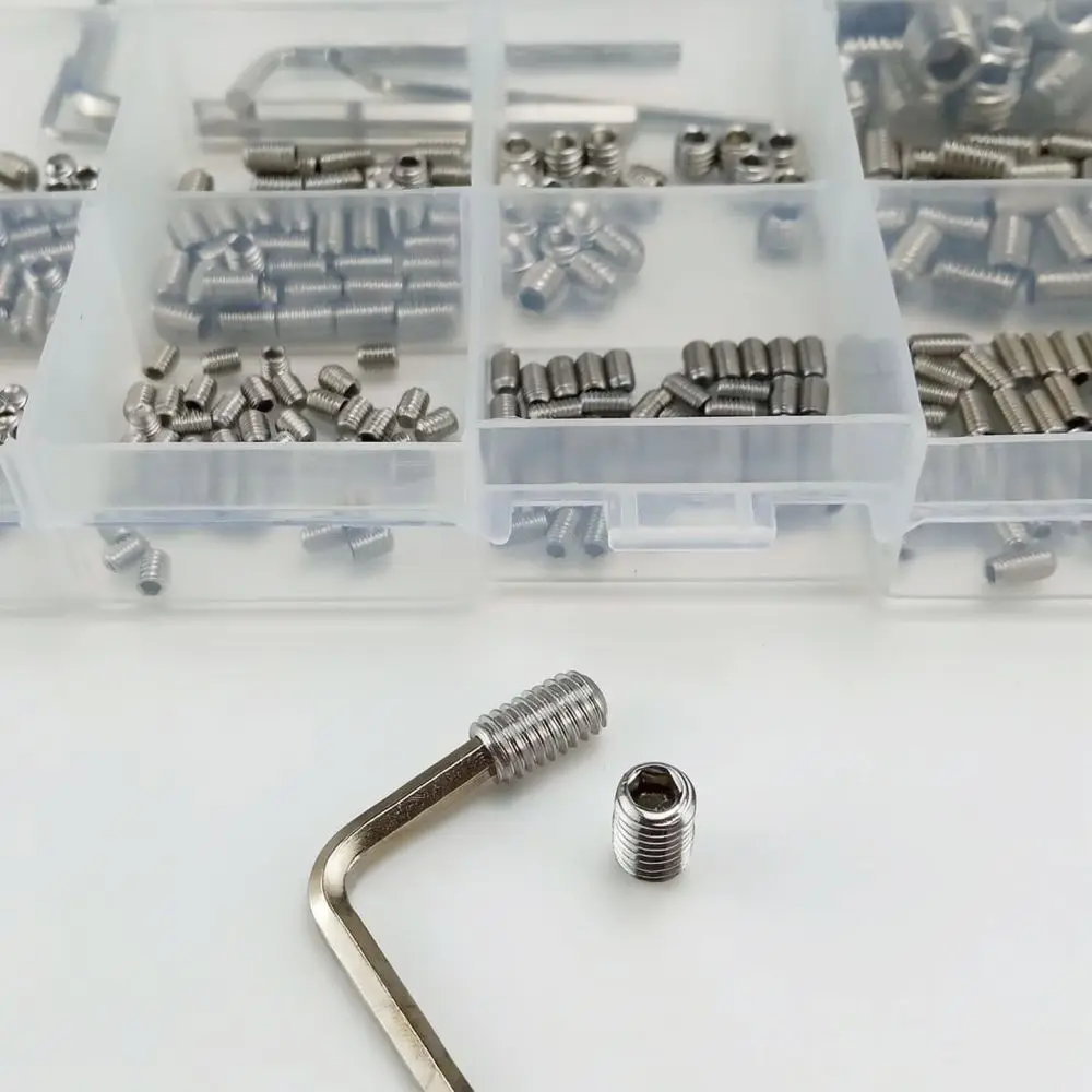 Stainless Steel Grub Screws Hex Socket Cup Point Fastener Kit With Wrench For Daily Hardware Maintenance And Assembly