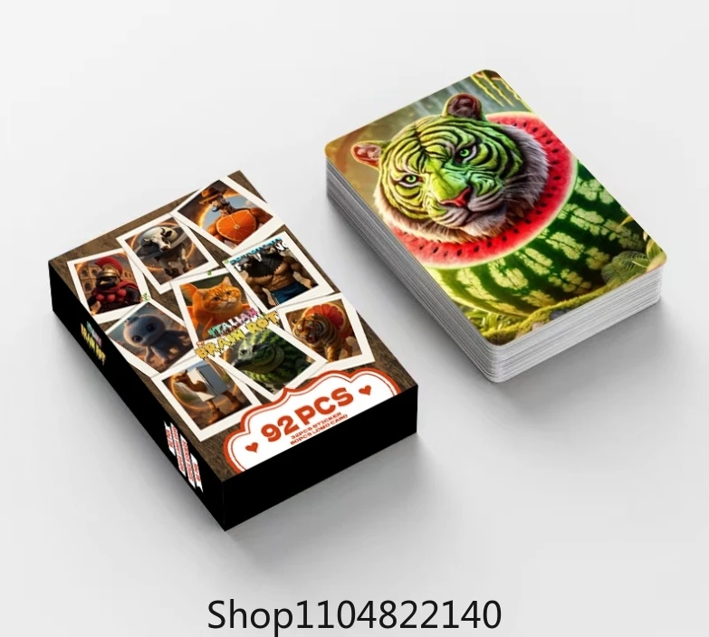 92 pièces cartes de cerveau italien avec autocollants Tung Tung Tung Sahur Tralalero Tralala cartes à collectionner jouets classiques cadeaux d'anniversaire