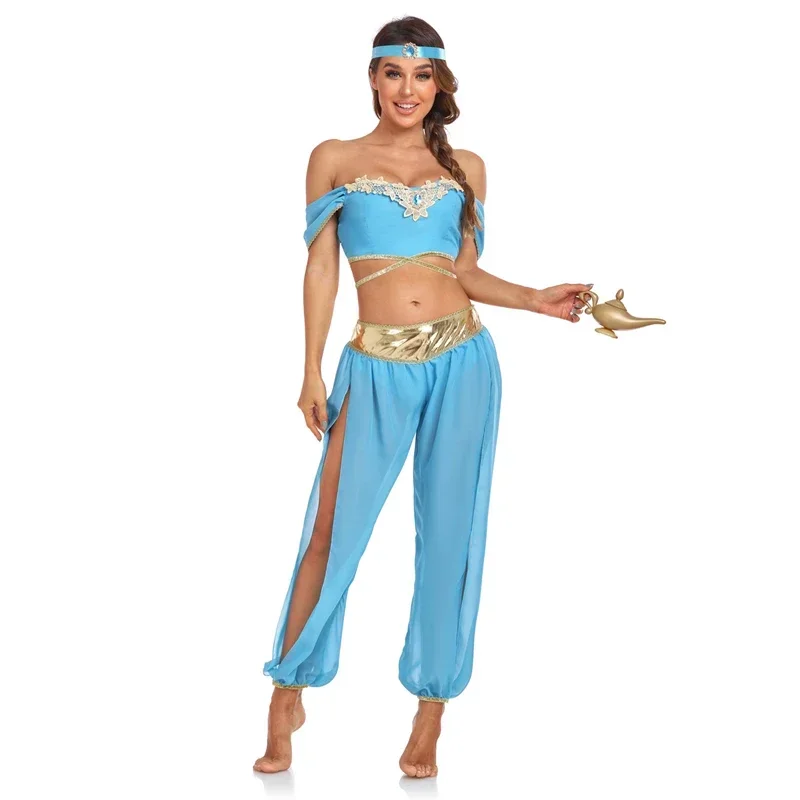 New Aladin and The Magic Lamp Princess Jasmine Cosplay Costume Adult Carnival Party Fancy Dress Up Halloween Costumes