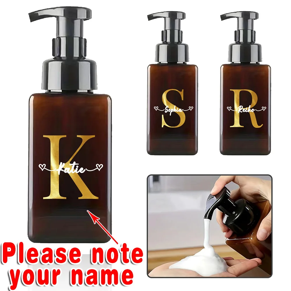 

Customized Name 450ml Foaming Hand Soap Dispenser Refillable Pump Bottle Travel Shampoo Body Wash Organizer Bathroom Accessories