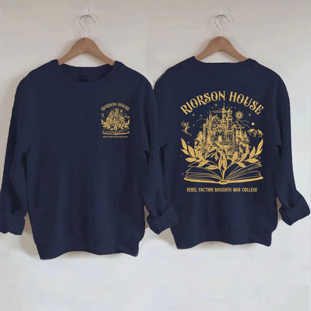 Riorson House Sweatshirt Iron Flame Fourth Wing Shirt Basgiath War College Hoodie 2 Sided Xaden Riorson Dragon Rider Sweatshirts