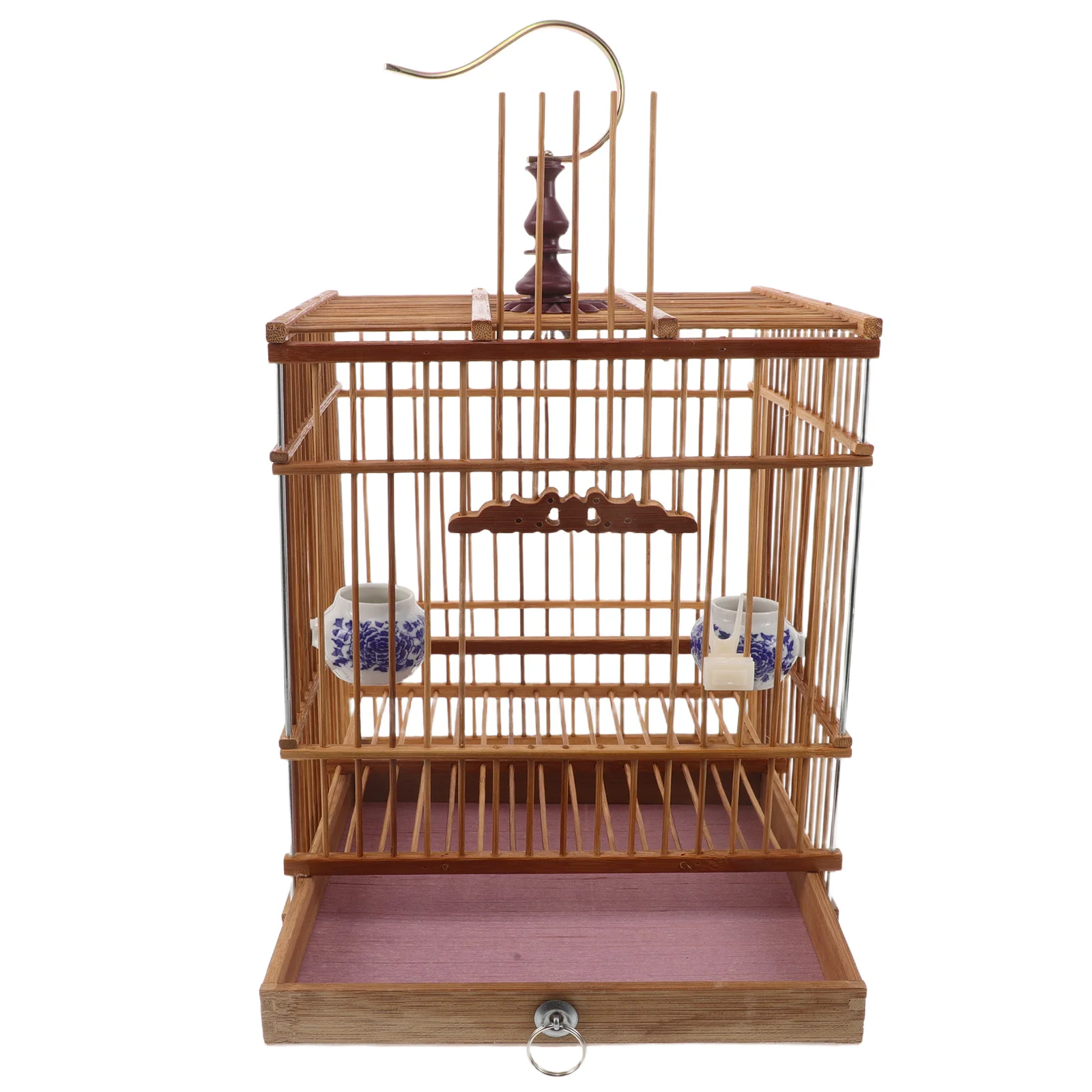

Bamboo Bird Carbonized Finish Rectangular For Finches Zosterops With Removable Tray Hanging Hook Handmade Pet