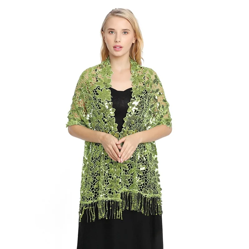 

Spring Autumn New Sequin Tassel Shawl Cape European American Dinner Party Cheongsam Shawl High-end Shawl Woman Cloak