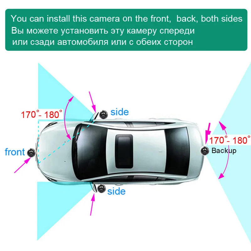 XCGaoon CCD 180 Degree Fisheye Lens Car Rear Side Front View Camera Wide Angle Reversing Backup Camera Night Vision Waterproof