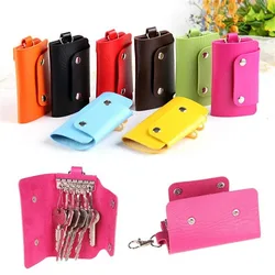Llavero billetera de cuero Pu, portallaves para mujeres y hombres, organizador de llaves, billeteras para llaves sólidas a la moda, bolsa para llaves, llavero de coche para ama de llaves