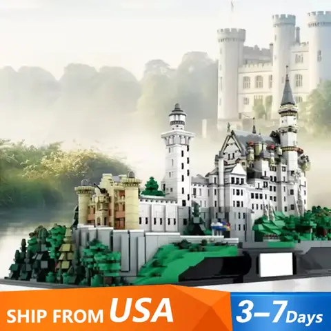 6786PCS Swan Lake Medieval Castle Building Set City Architecture Modular Building Block Assembly Model Kit Adults Christmas Gift