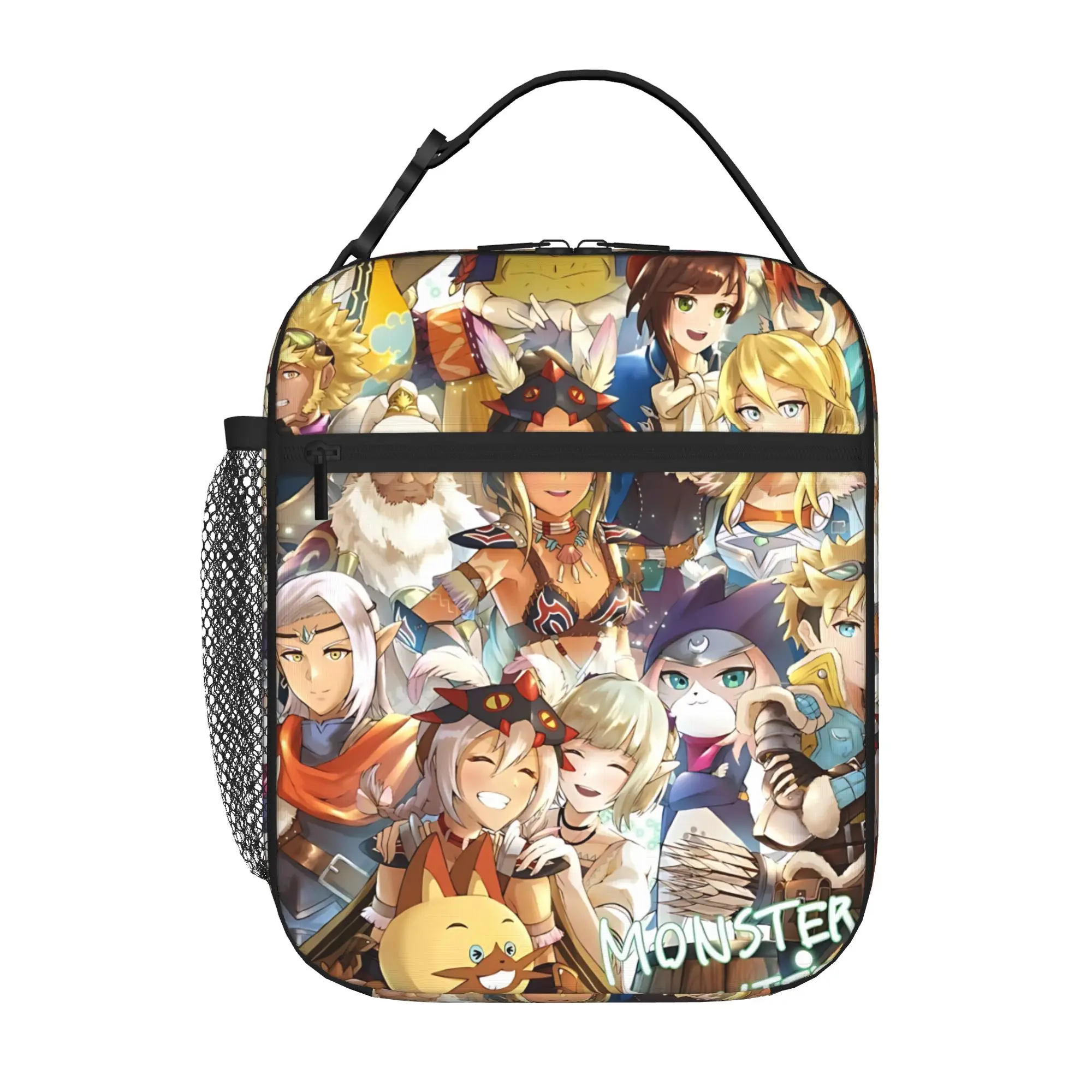 1 Piece Zipper Closure Group Storage Bag Pocket Monster Hunter  School Lunch Food Box Reusable For Lunch Food Bag