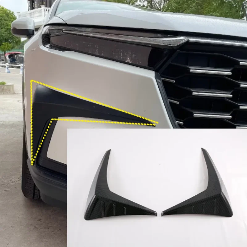 For Honda CR-V CRV 2023 2024 Chrome Carbon Fiber Car Bumper Side Front Wind Knife Shape Cover Trims Car Decoration Frame Cover