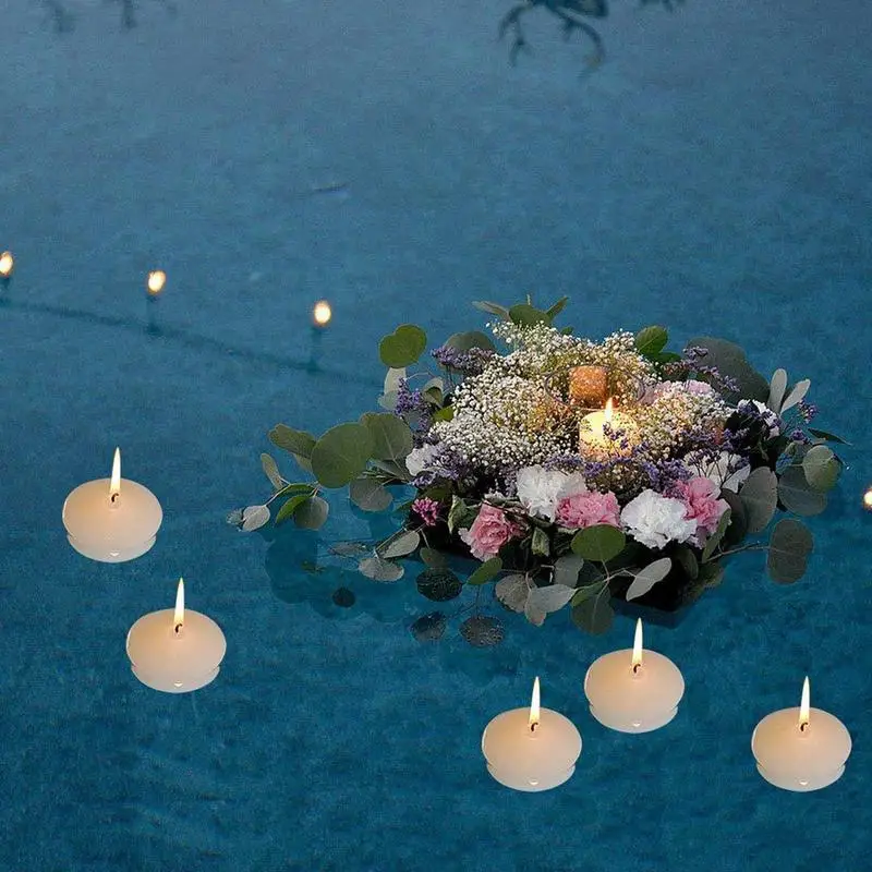 White Floating Candles Table Decorations Tiny Burning Candles Unscented Tealights Floating Candles for Vase Centerpiece Wedding