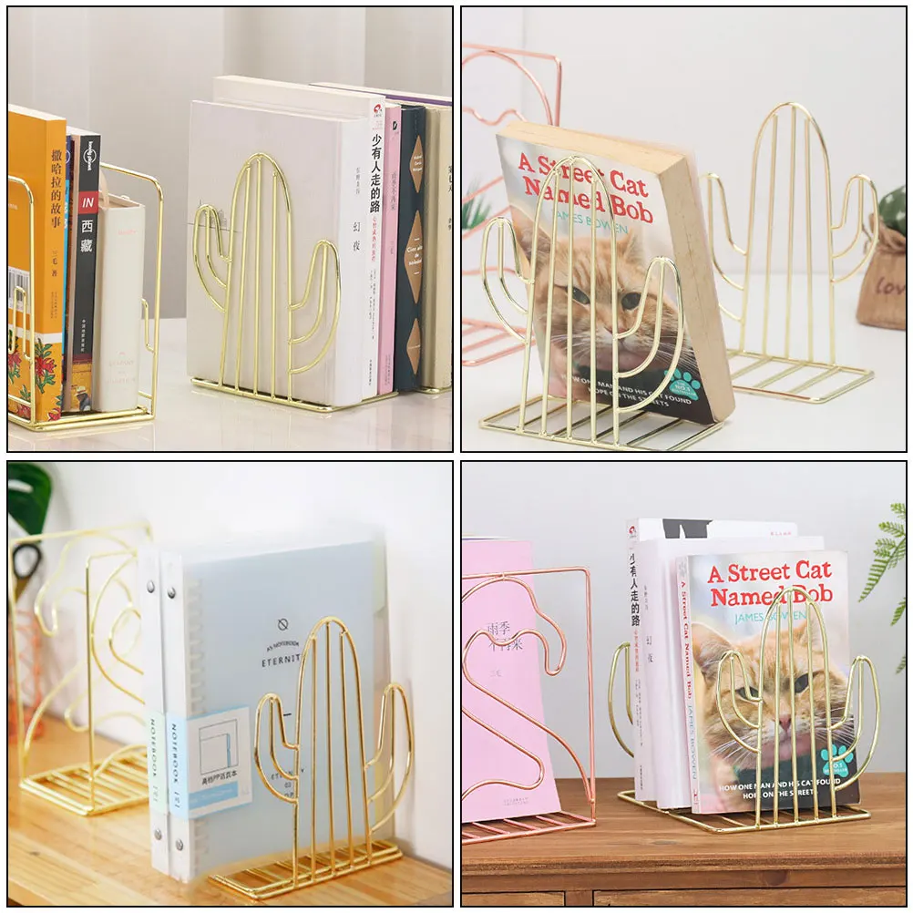 

Metal Bookshelf St Stoppers Storage Rack Office Home Cactus Design Bookend Simple Practical Study Bedroom Library Shape