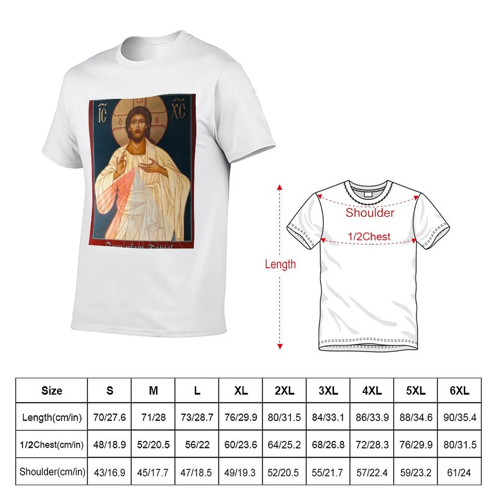 Merciful Jesus Icon by Leonid Bózio - Jezu Ufam Tobie T-Shirt vintage t shirts fashion shirts men t shirt