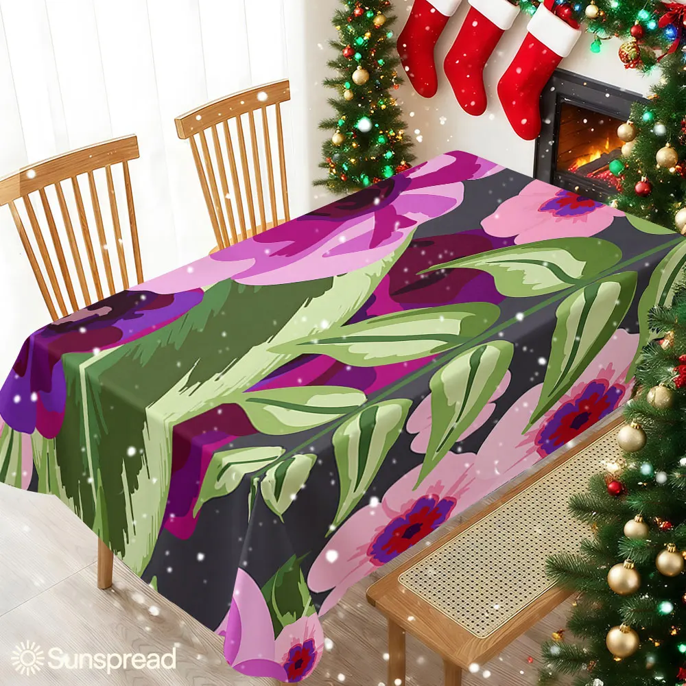 Magenta Anemone Table Cloth Waterproof Tablecloth Spill Proof Table Cloth, Wipe Clean Table Cloth for Dining Camping