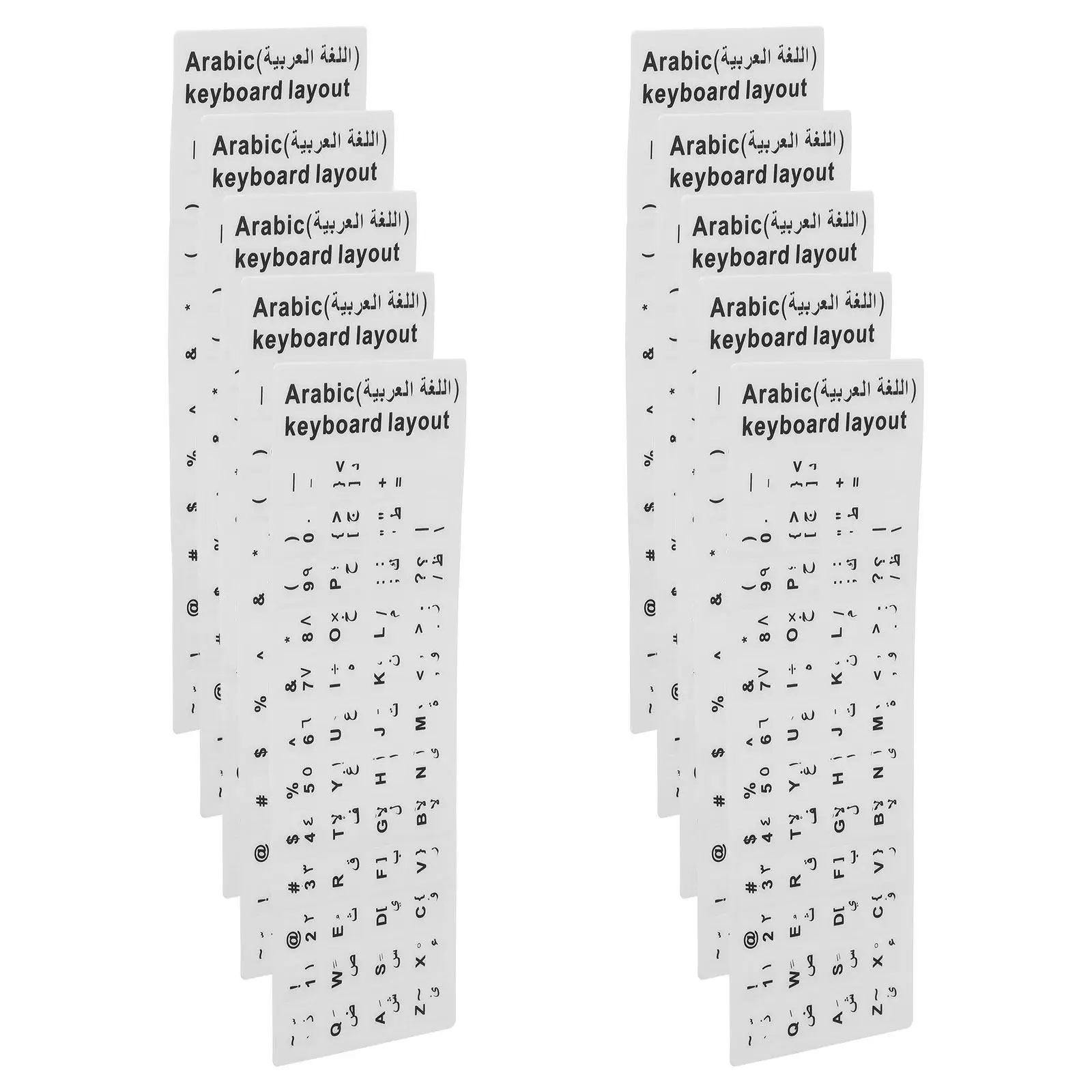 10Sheets Arabic Keyboard Stickers Matte Finish Language Labels Universal English Arabic Laptop Desktop Replacement Keyboard