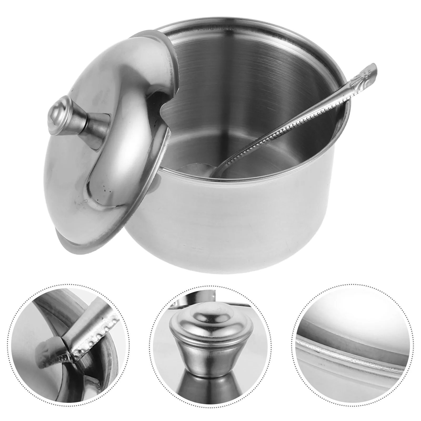 

Stainless Steel Seasoning Pot Thick Metal Spice Jar With Lid Spoon Kitchen Condiment Container For Salt Sugar Herbs