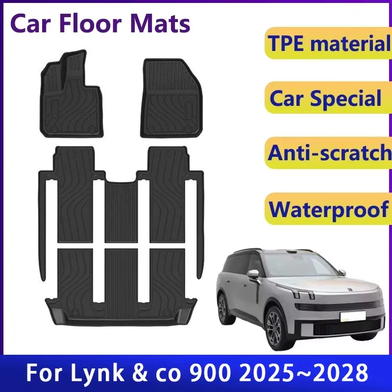 

Автомобильные коврики для Lynk & co 900 EM-P 2025 2026 2027 2028 6-местный водонепроницаемый коврик для ног для левой руки, автоаксессуары для водителя