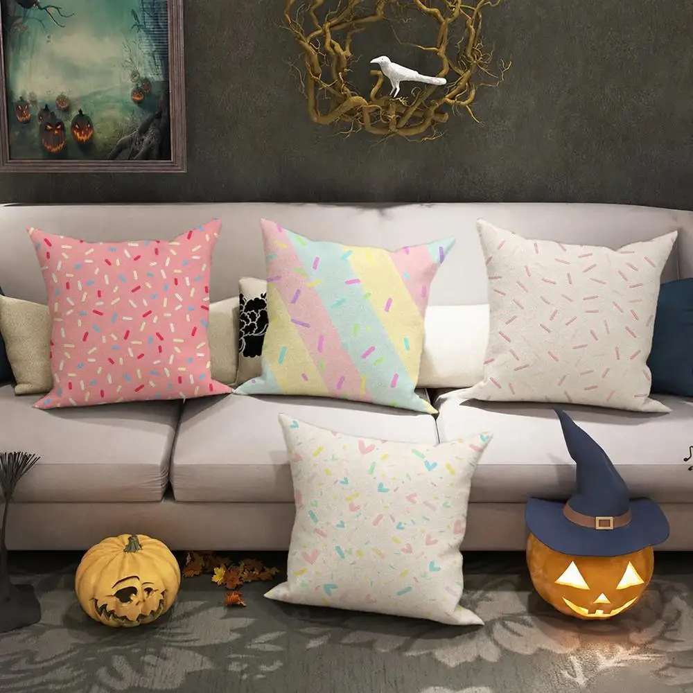 ins Colorful Stripes Cushion Cover Halloween decoration trick or treat cushion cover, ghost, pumpkin head, bat decoration