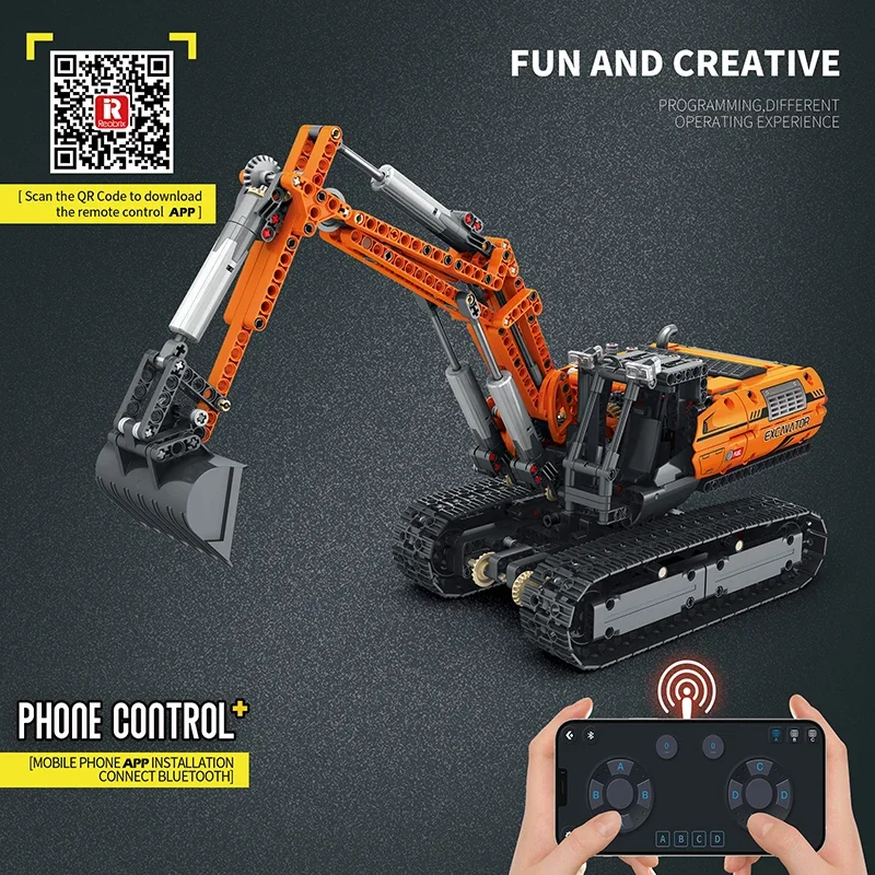 1106PCS Remote Control Excavator MOC Model Building Blocks Crawler Engineering Vehicle RC Car Assemble Bricks Toys Children Gift