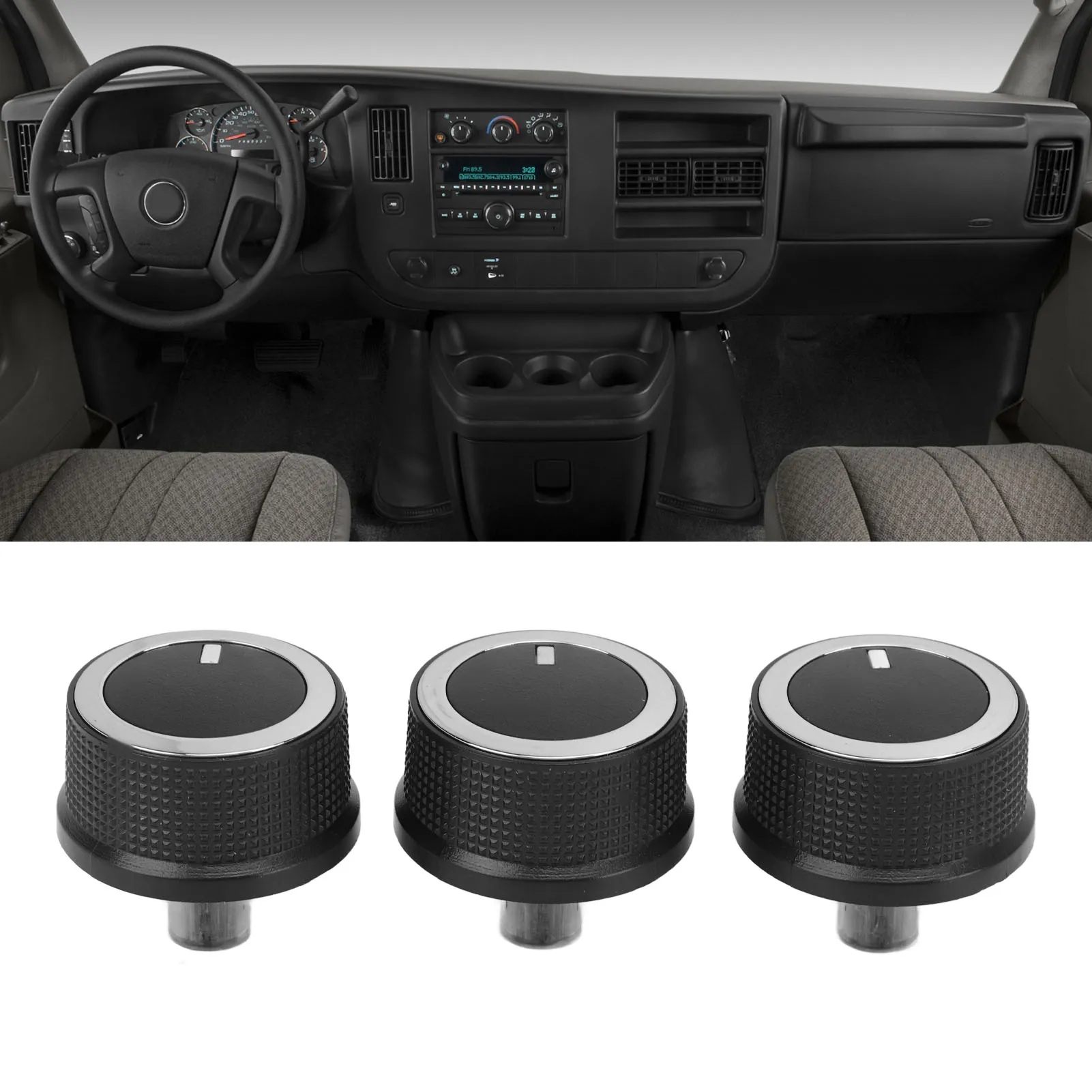 3pcs Car Air Conditioner Temperature Control Knob 84793085 Replacement For Express 1500 2008-2014 2500 3500 2008-2021