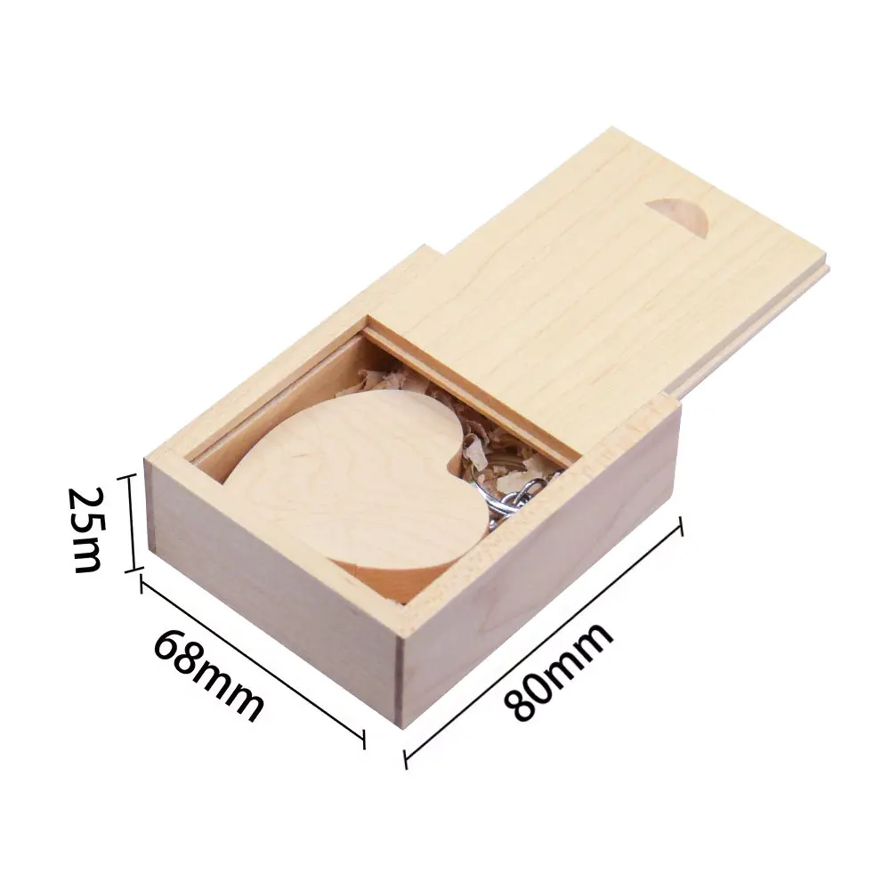 50PCS/LOT Wooden Heart USB 2.0 Flash Drives 128GB Free custom logo key chain Pen drive 64GB 32GB Business gift USB stick