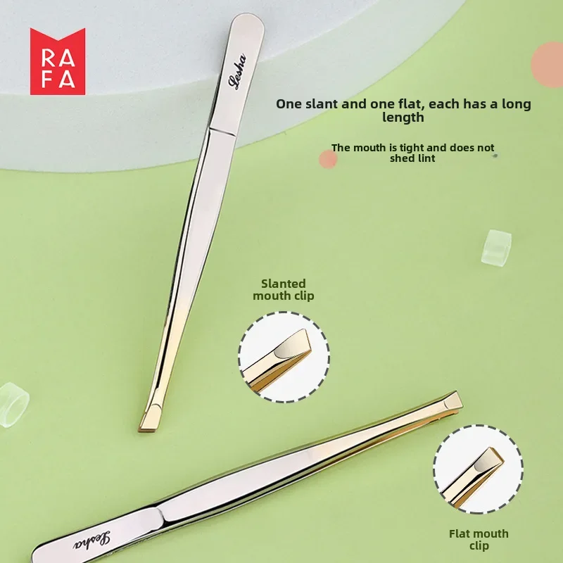 Lifa Luxury Stainless Steel Eyebrow Tweezers Professional Eyebrow Trimming Scissors Plucking Tweezers Flat Diagonal Ls-19205