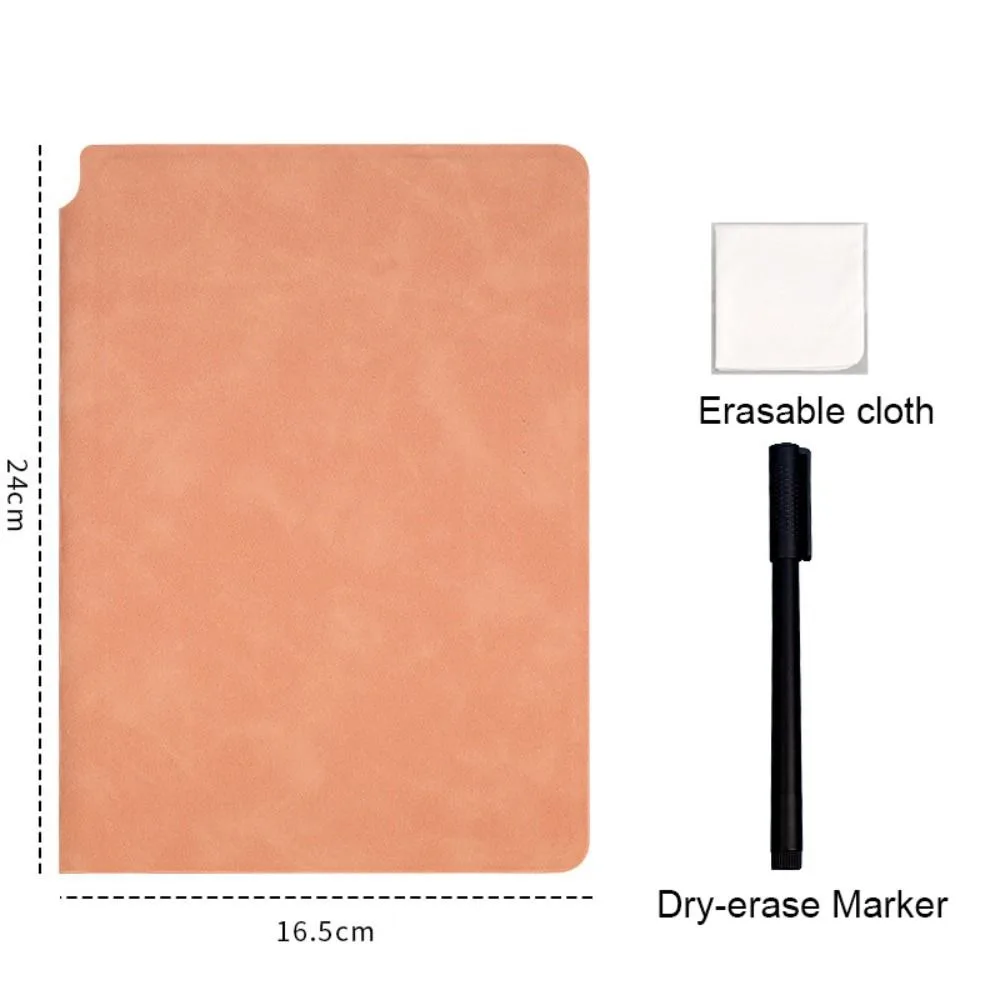 Reusable A5 Whiteboard Notebook Leather With Erasing Cloth Writing Board Stationery With Whiteboard Pen Office Notebooks