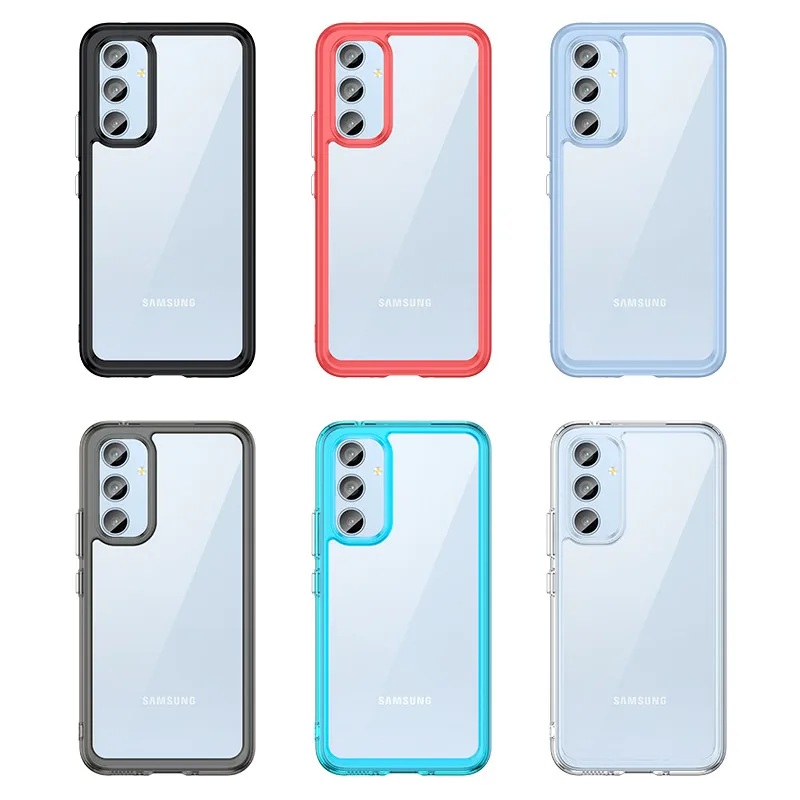 For Samsung Galaxy A54 5G Case Samsung A23 A53 A14 A24 A34 A54 5G Cover Colorful Soft Edge Silicone Transparent Bumper For A54