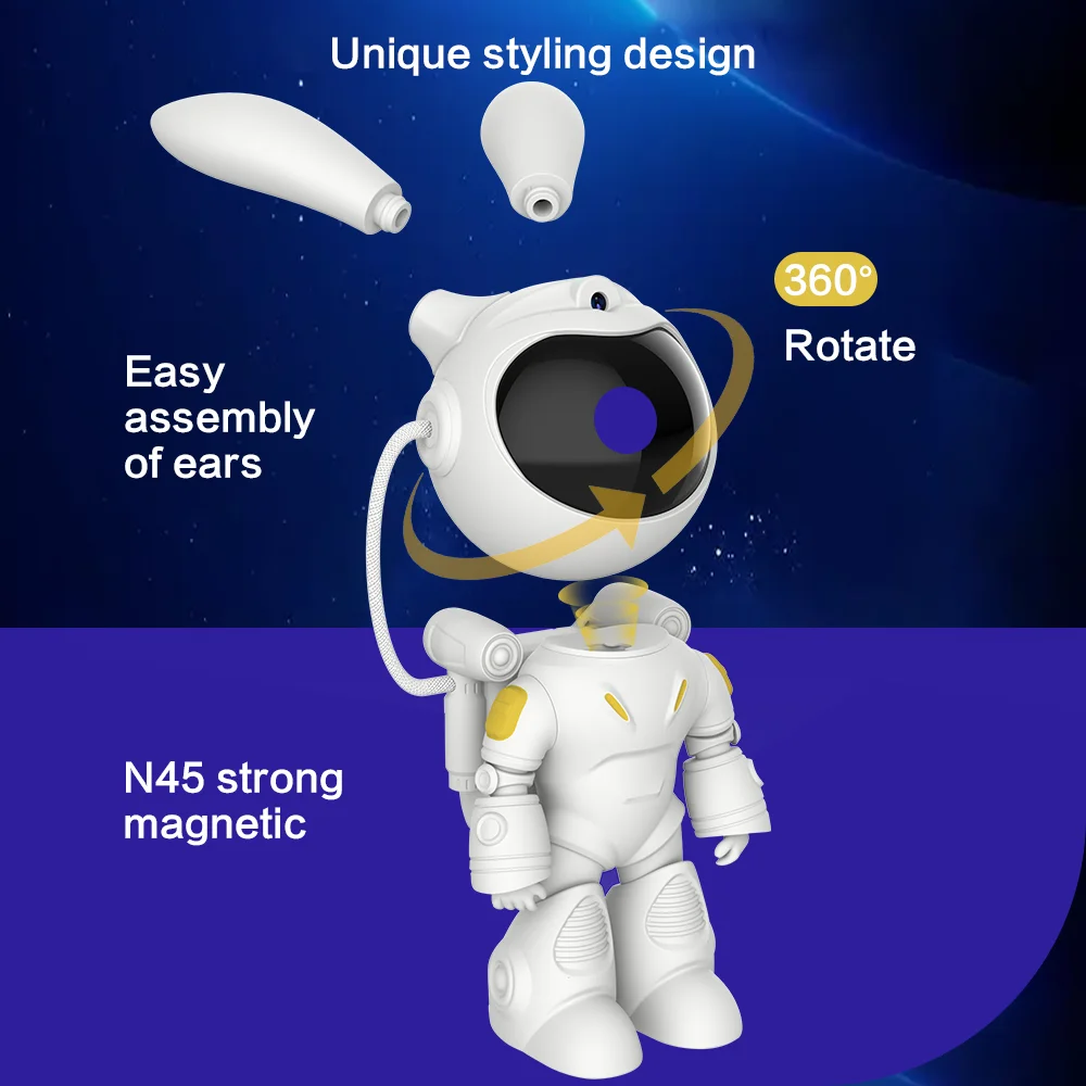 LED Rabbit Astronaut Star Projector Night Light Adjustable Remote Control Nebula Galaxy Starry Projector Lamp Kids Bedroom Decor