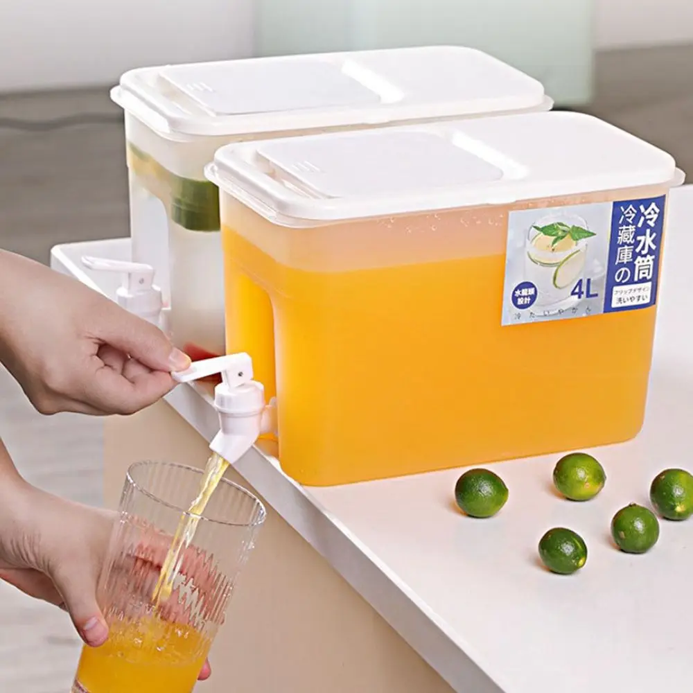 

Large Capacity Decanter With Faucet Kitchen Cool Water Bucket Juice Water Jug Lemon Juice Jugs Cold Kettle Drinkware Container