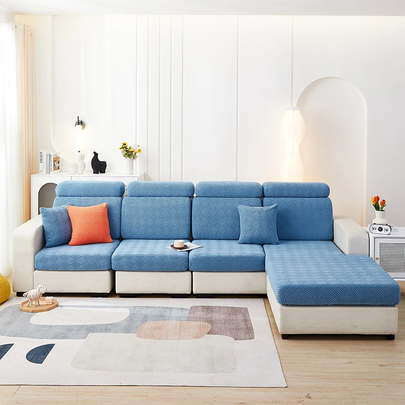 thick jacquard plush sofa cushion cover chalse long back cushion slipcover stretch protector for 1/2/3/4 seat couch cover