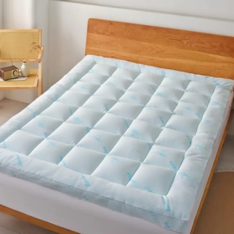 

Mattress Topper Size - Cooling Extra Thick Breathable Viscose Made from Bamboo Mattress pad - Soft Quilted Fitted Mattress Cove