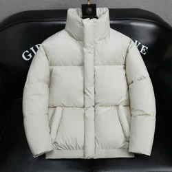 Casual 2025 Winter Men's PU Cotton-Padded Jackets Outwear Solid Color Warm Parkas Plus Size M-5XL Windproof Thick Coats Clothing