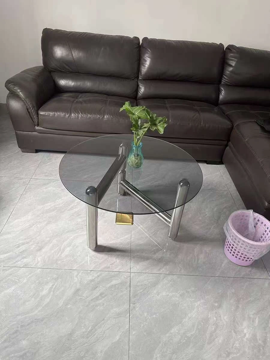 Modern Simple Stainless Steel round Tube Tripod Coffee Table Leg Support Bracket Metal Furniture Bracket for Glass Top