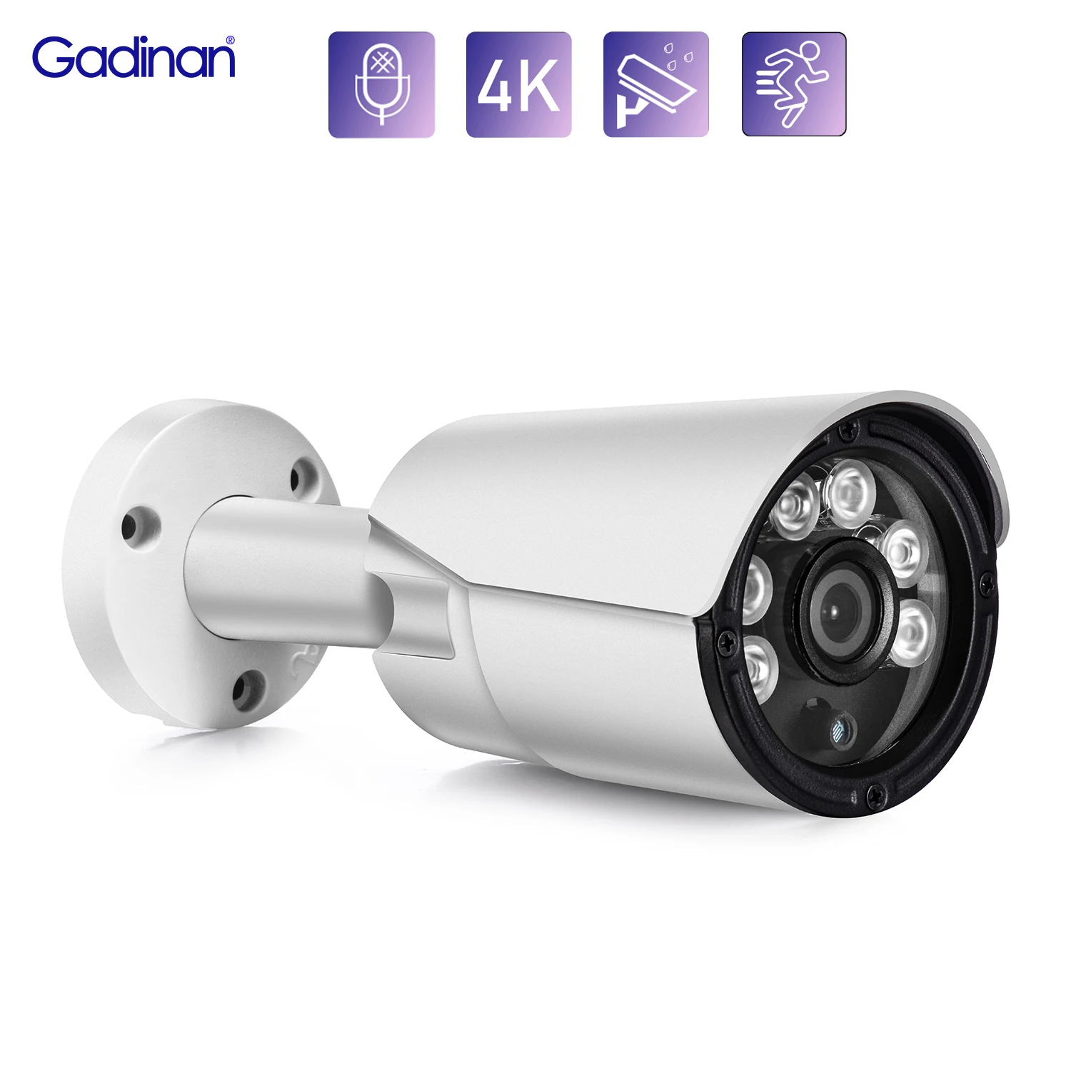 

Gadinan POE IP Camera 8MP 5MP 4MP Outdoor H.265 Video Recorder Surveillance Audio Security Protection Bullet Camera Email Alerts