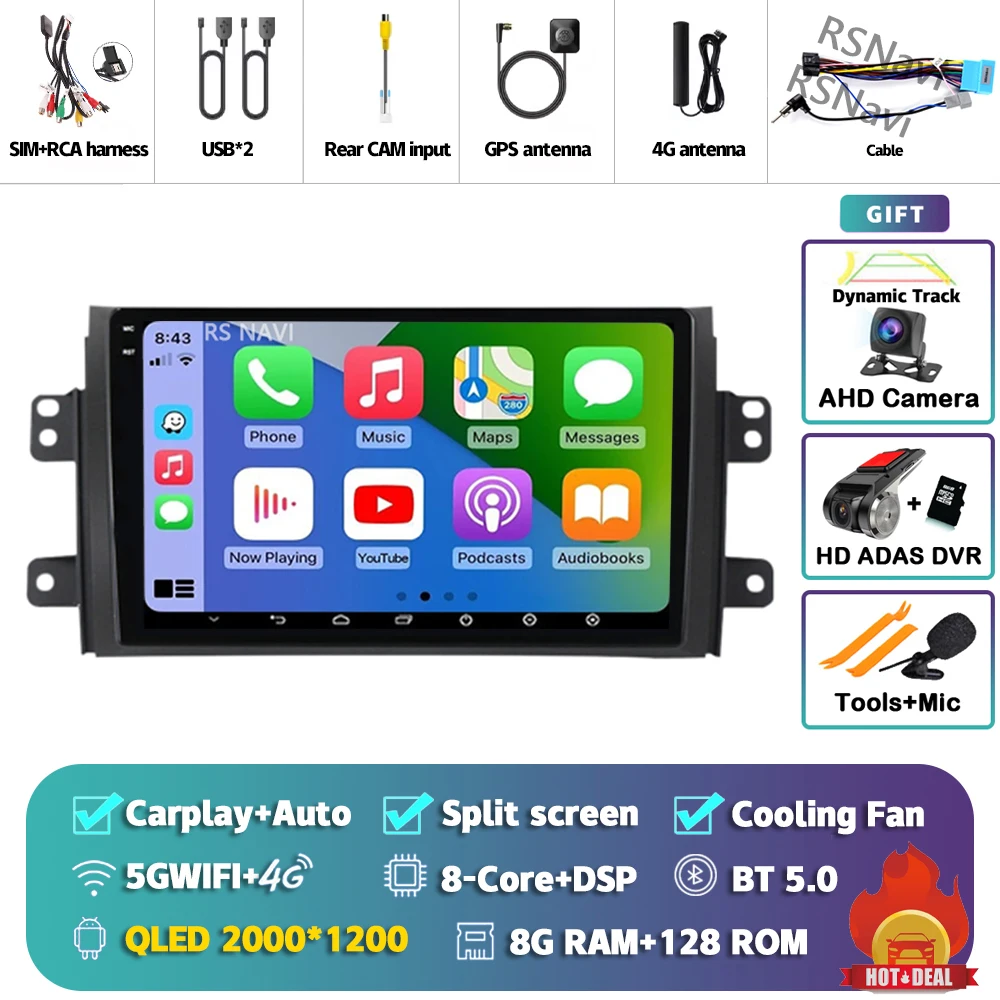 Android 15 Carplay Autoradio Multimedia Voor Suzuki SX4 SX 4 2006-2013 Head Unit BT GPS video DVD DSP Speler Autoradio Stereo - afbeelding 1