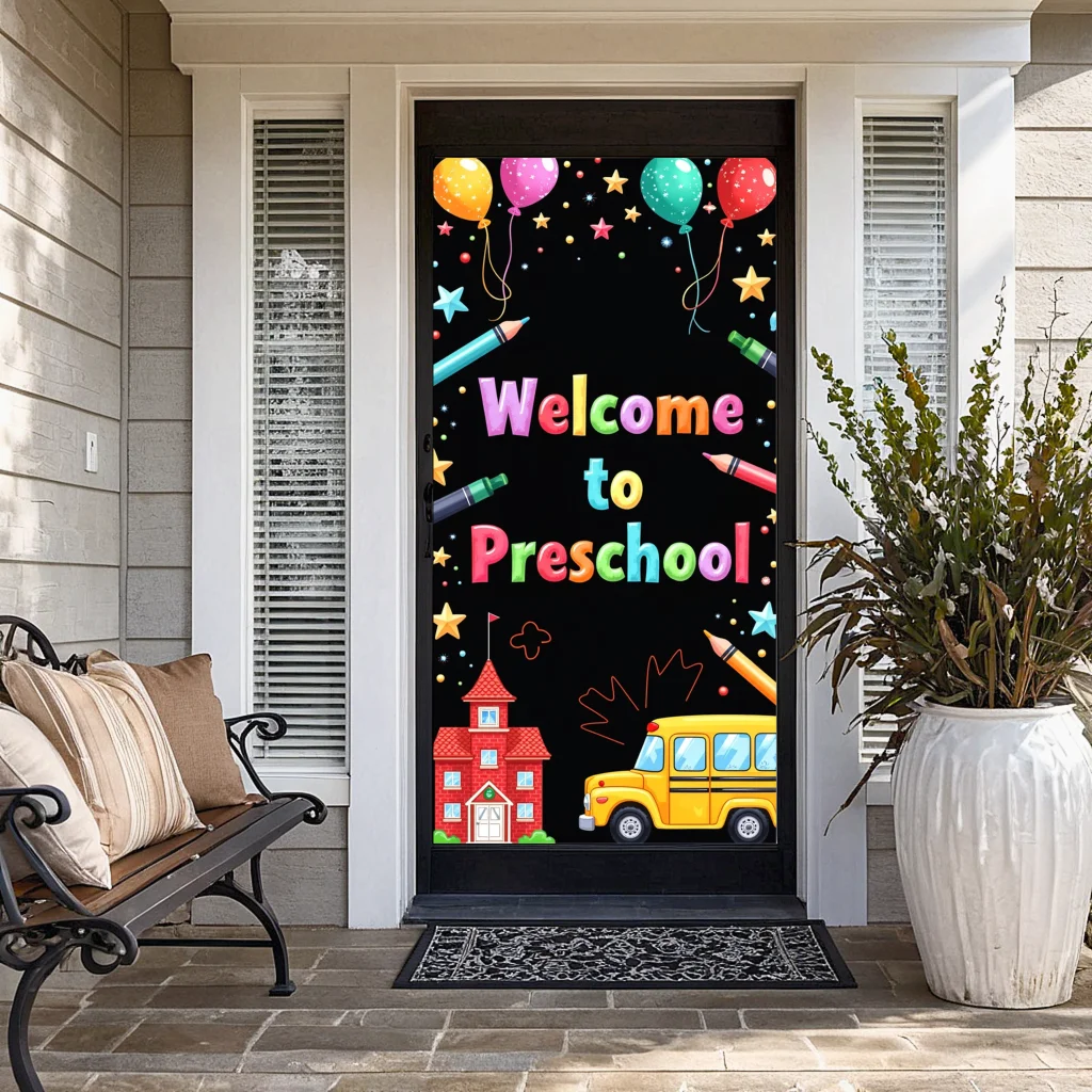 Welcome To Preschool Banner Background Backdrop Decorations Classroom Party Kindergarten Supplies Event Celebration Schoo