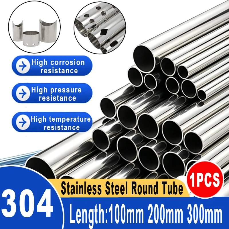 304 Stainless Steel Round  Capillary Seamless Straight Polished Inside Outside Sanitary Non Welding Pipe Diameter 8/10/12mm~50mm
