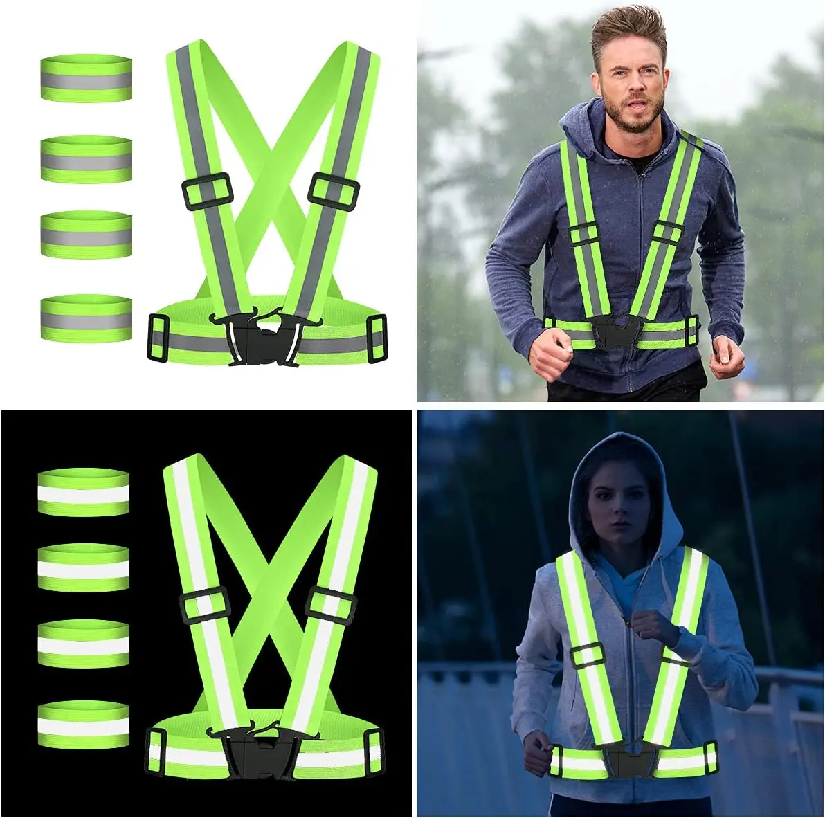 Highlight Reflective Straps Night Work Security Running Cycling Safety Reflective Adjustable Vest High Visibility Reflective