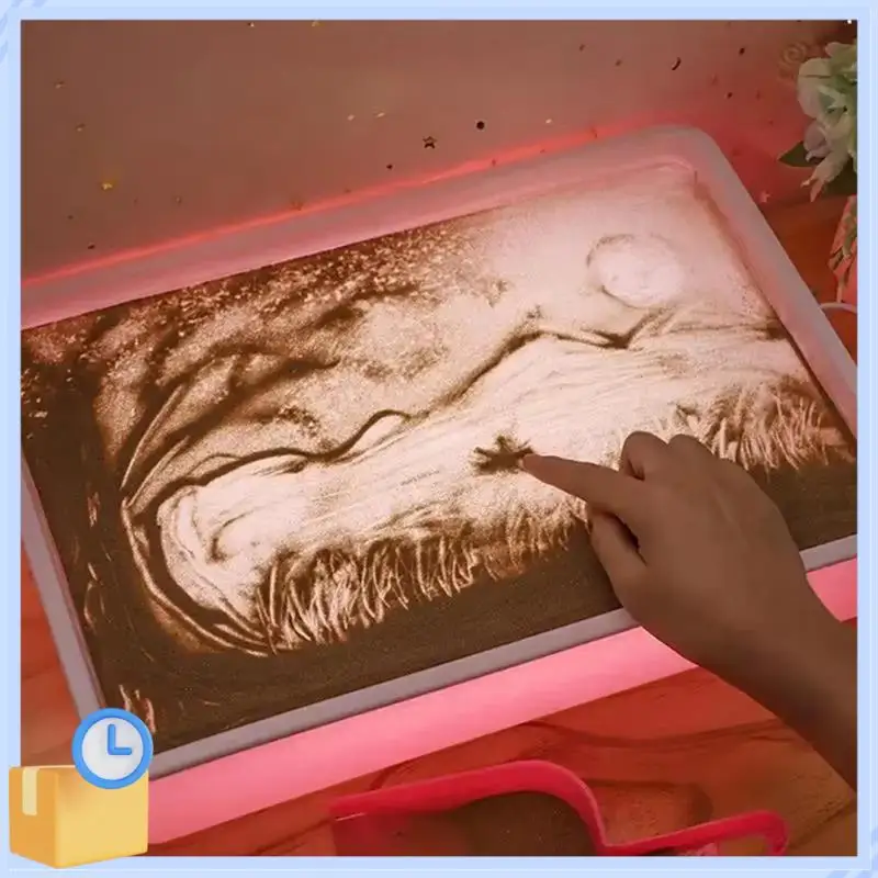 Popular DIY Creativity Table Sand Art Drawing Light Box For Kids Mini Tabletop Lightbox With LED For Sand Art Holiday Xmas Pink