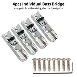 4pcs Bass Guitar Bridge Individual Bass Bridge Guitar Bridge with 4 String Electric Bass Guitar Accessories