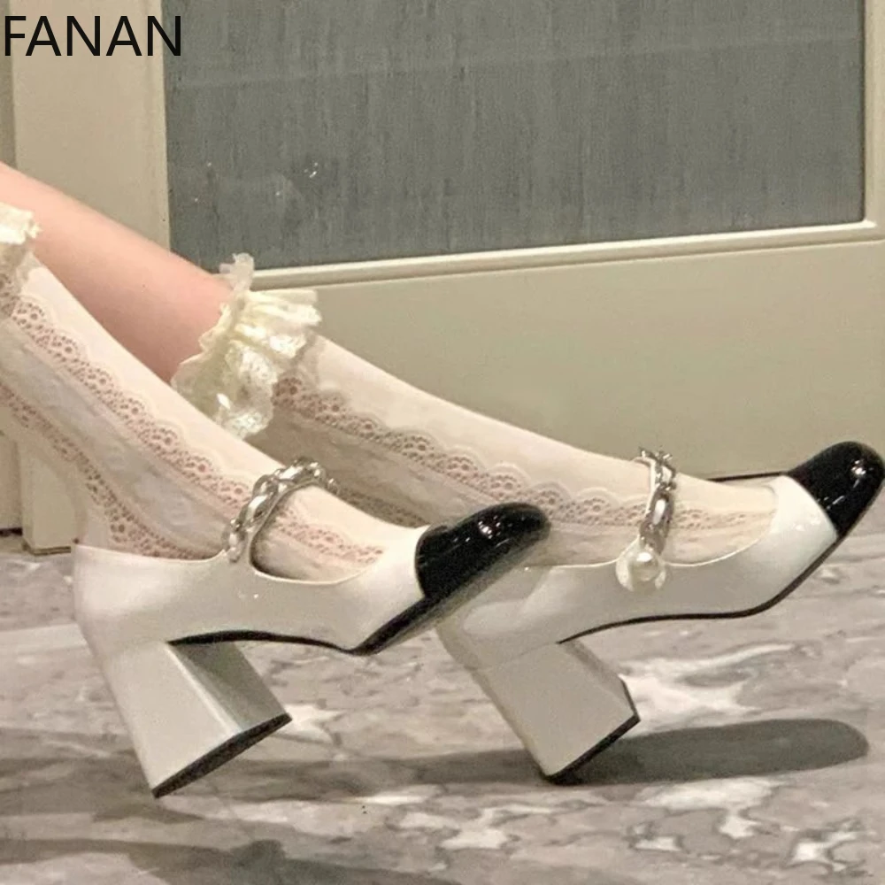 

Французские винтажные женские туфли Мэри Джейн на платформе, милые женские туфли Мэри Джейн на плоской подошве с круглой головкой, повседневные милые туфли-лодочки на высоком каблуке