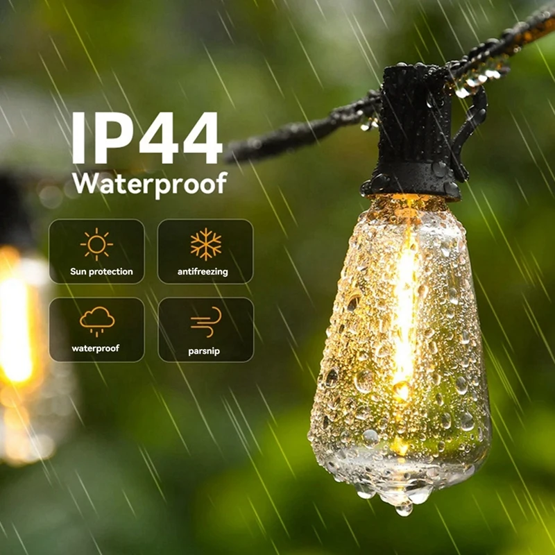 The Newst38 LED Light String Patio Shatterproof Lights Waterproof Light String For Bistro Porch Deck Backyard EU Plug