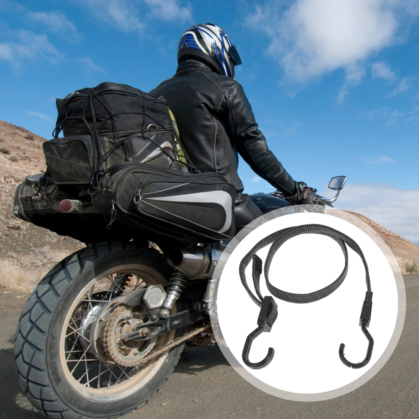 

3 Pcs Luggage Rope Straps Bungee Adjustable Cords with Hooks Black Ladder Frame Heavy Duty Outdoor Polypropylene Long