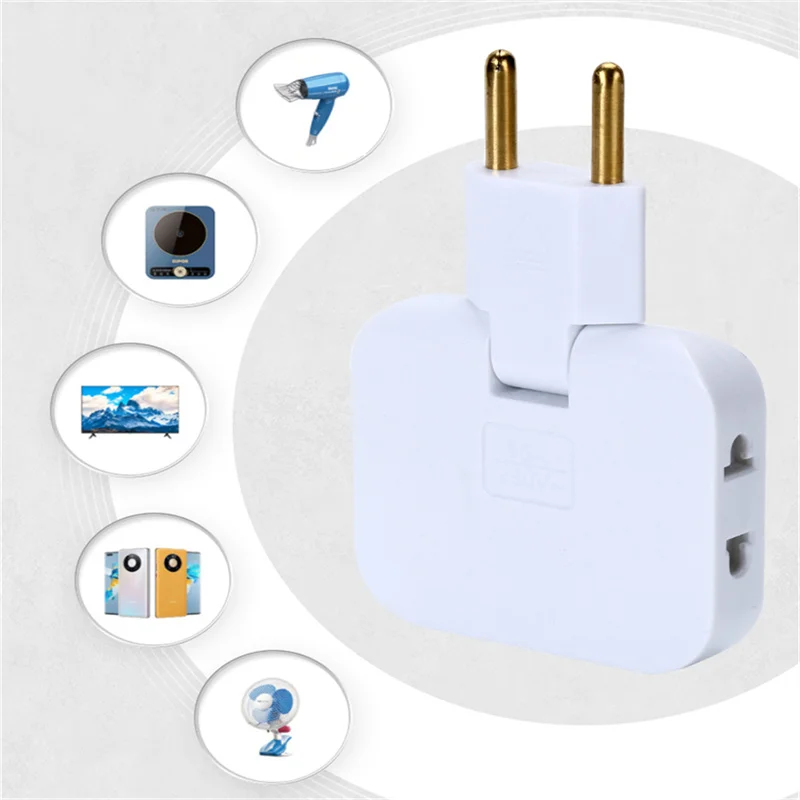 EU Plug 3 AC Outlet Power 180° Rotating Fulfillment Socket Strip Multiprise 1 Convert 3 Extension Electrical Socket AC Adapter