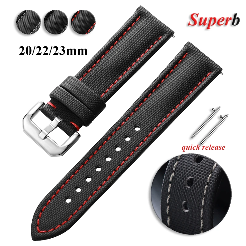 

Waterproof Sailcloth Strap for Blancpain 20mm 22mm 23mm Durable Nylon Quick Release Universal Wristbelt for Huawei and Samsung