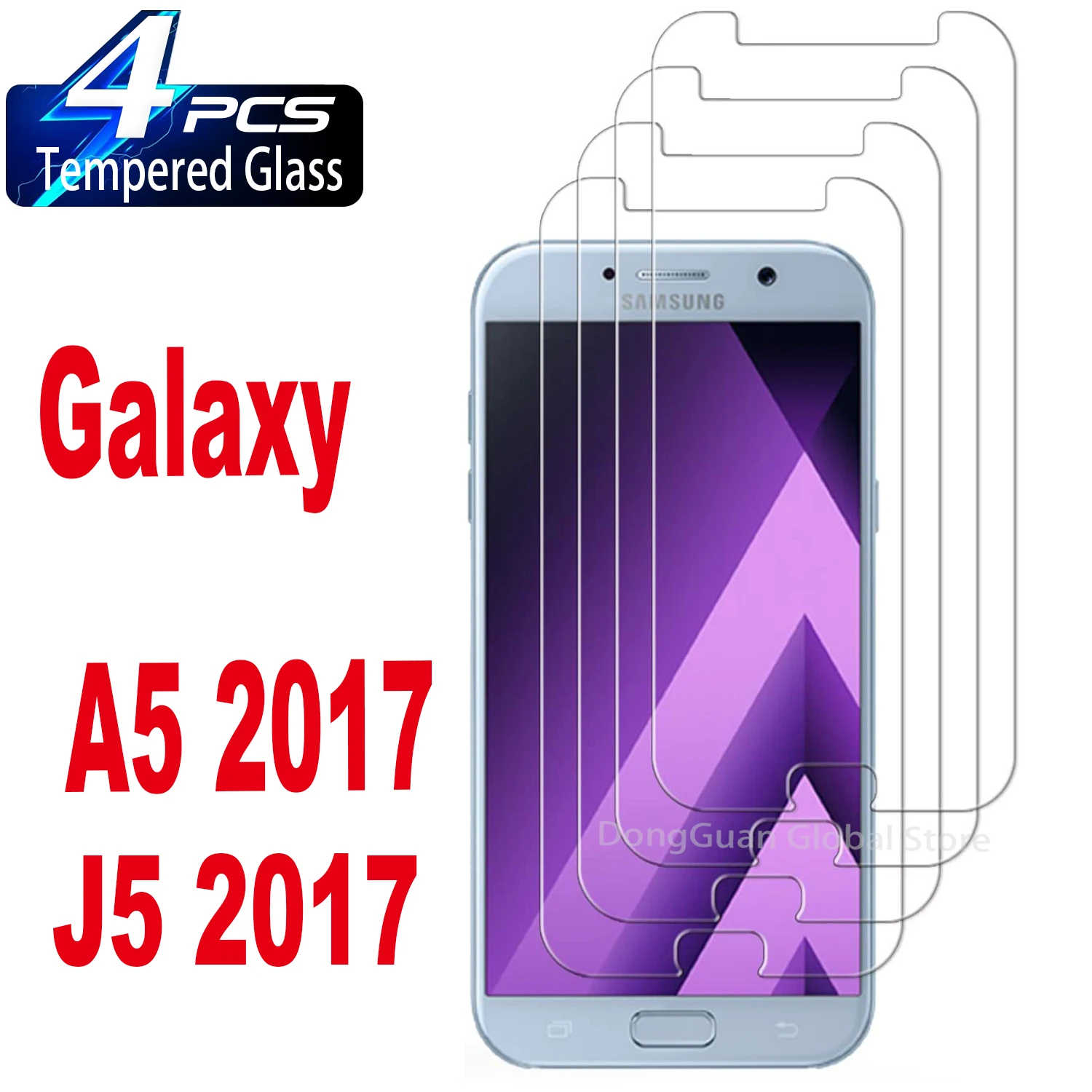 

2/4Pcs Tempered Glass Screen Protector for Samsung Galaxy A5 2017/J5 2017 - Clear Anti-shatter Protection