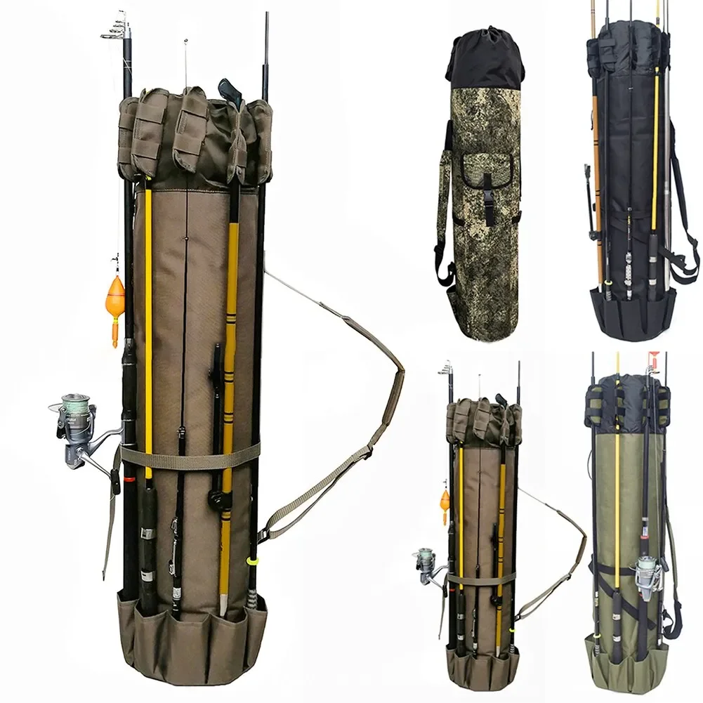 

Fishing Pole Bag With Rod Holder Fishing Rod Bag Carrier Case 5 Poles Durable Travel Case Fishing Tackle Box Storage Bag