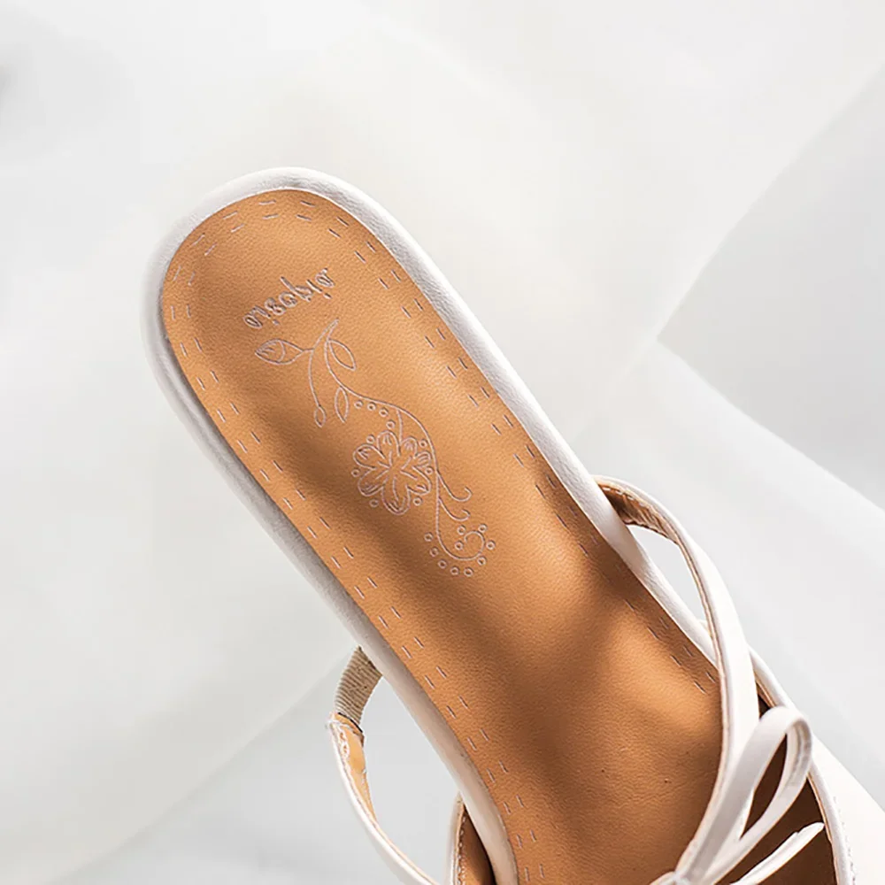 New Summer Fashion Black Apricot Women Causal Mules Pointed Toe High Heel Lady Nude Shoes Plus Big Small Size 31 43 46 view 5