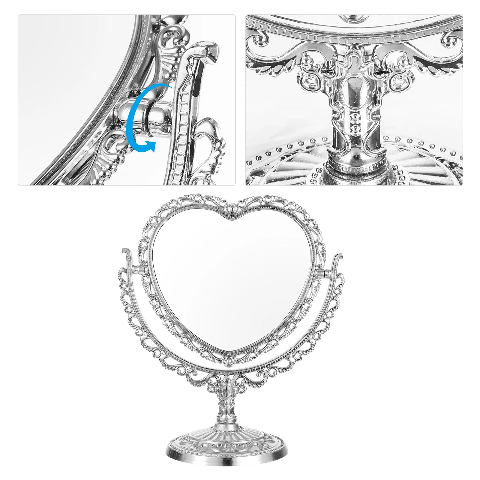 

Peach Heart Makeup Mirror Shaped Mini Vintage Plastic for Desktop Vanity Travel