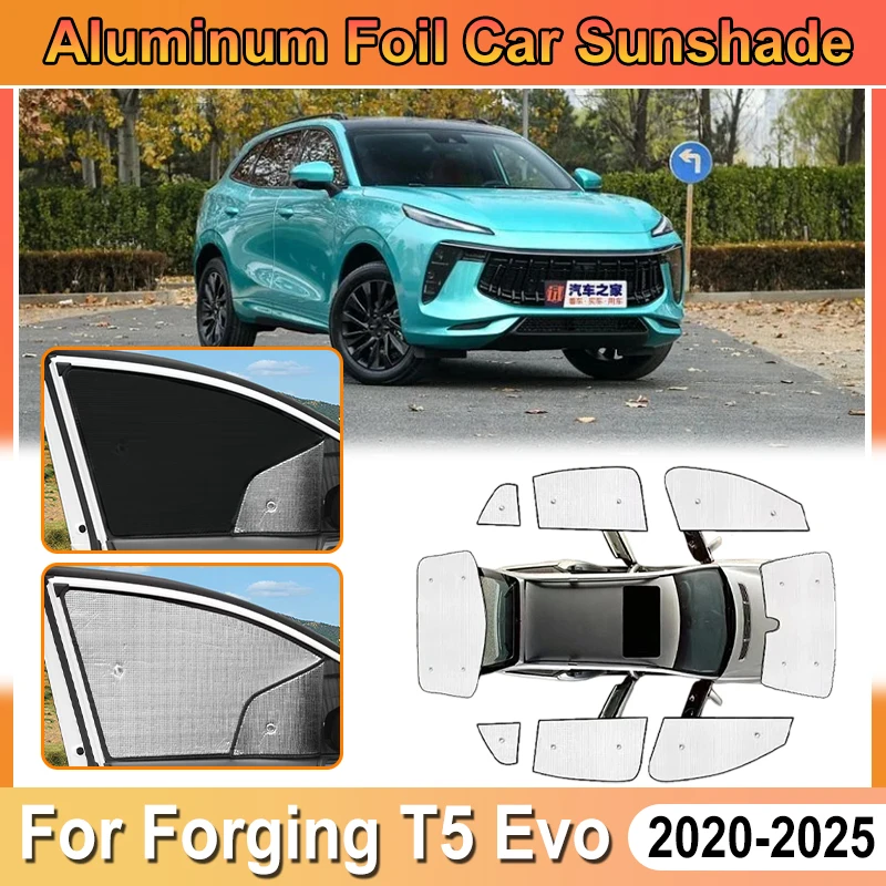 

For Forging T5 Evo Accessories DFSK Forthing 5 2020-2025 Car Aluminum Foil Windshield Sun Shade Covers Anti-UV Heat Shield Baffl